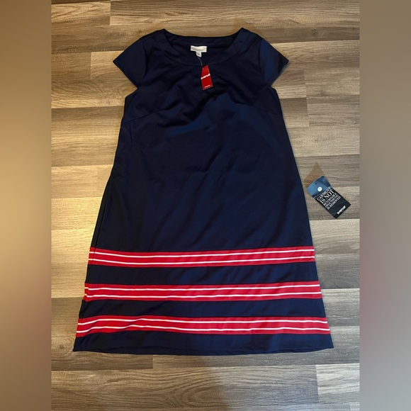 NWT Avenue Navy Shift Dress Red White Sailor Striped Plus Size 18/20 - Picture 4 of 8